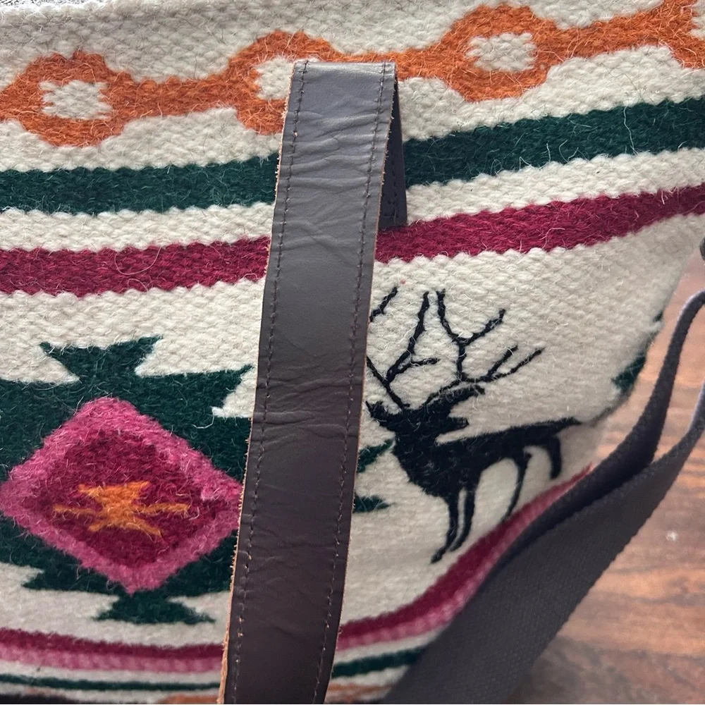 Rare Scully Wool Tote‎ Handbag Multicolor Deer XL Aztec Southwest Weekender
